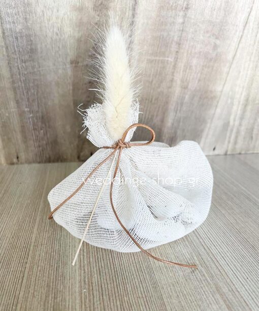 Μπομπονιέρα με χαλαρό δέσιμο και bunny tail