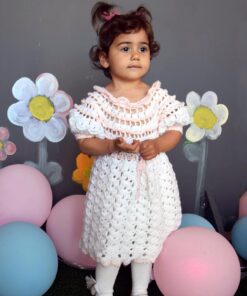 Χειροποίητο crochet πλεκτό βαπτιστικό φόρεμα για κορίτσι, σε ροματνικό στυλ!