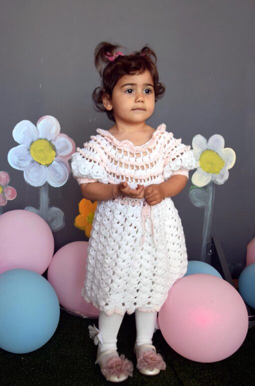 Χειροποίητο crochet πλεκτό βαπτιστικό φόρεμα για κορίτσι, σε ροματνικό στυλ!