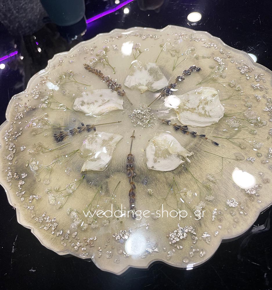 Δίσκος από υγρό γυαλί, αναμνηστικό νυγικής ανθοδέσμης