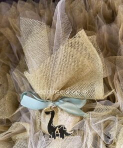 Μπομπονιέρα δεινόσαυρος από χρυσό πλέξι γκλας