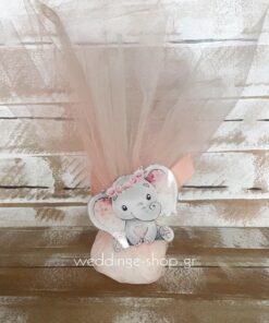 Μπομπονιέρα με πλέξι γκλας ελεφαντάκι