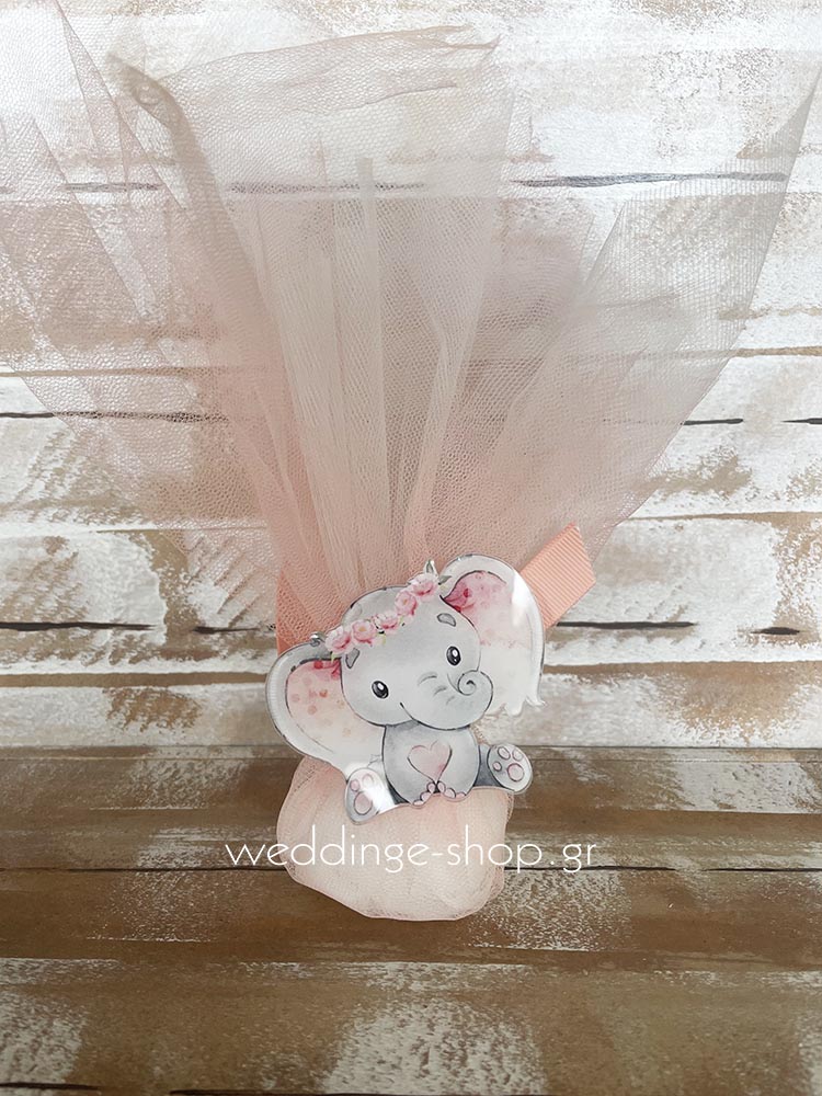Μπομπονιέρα με πλέξι γκλας ελεφαντάκι