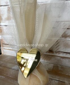 Μπομπονιέρα καρδιά από χρυσό πλέξι γκλας