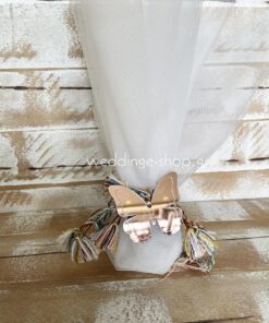 Μπομπονιέρα πεταλούδα από ροζ χρυσό πλέξι γκλας