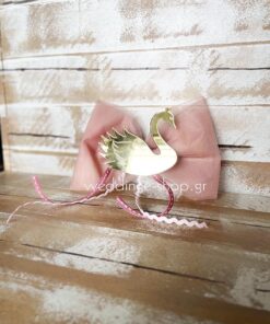 Μπομπονιέρα κύκνος από χρυσό πλέξι γκλας